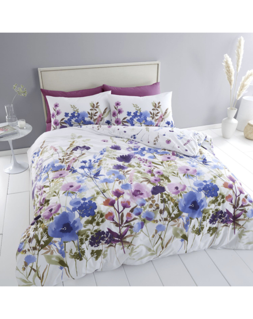 Countryside Floral Duvet Cover Set Blue/Pink - Catherine Lansfield - Size: DOUBLE - image 1