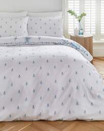 Paisley Print Crinkle Duvet Set White/Blue - JD Williams - Size: SINGLE - thumbnail 2