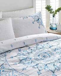 Paisley Print Crinkle Duvet Set White/Blue - JD Williams - Size: SINGLE - thumbnail 5
