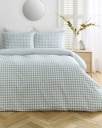 Gingham Cotton Blend Duvet Cover Set SEA Foam - JD Williams - Size: DOUBLE - thumbnail 1