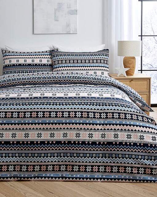 Laurie Fairisle Brushed Cotton Duvet Set Multi - JD Williams - Size: DOUBLE - image 1