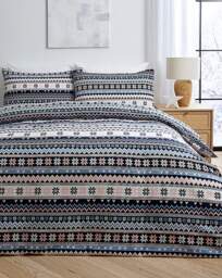 Laurie Fairisle Brushed Cotton Duvet Set Multi - JD Williams - Size: DOUBLE - thumbnail 1