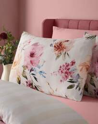 CL Floral Stripe Duvet Cover Set Cream - Catherine Lansfield - Size: SINGLE - thumbnail 2
