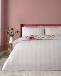 CL Floral Stripe Duvet Cover Set Cream - Catherine Lansfield - Size: SINGLE - thumbnail 3