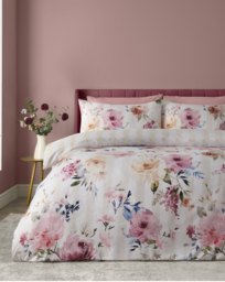 CL Floral Stripe Duvet Cover Set Cream - Catherine Lansfield - Size: SINGLE - thumbnail 1