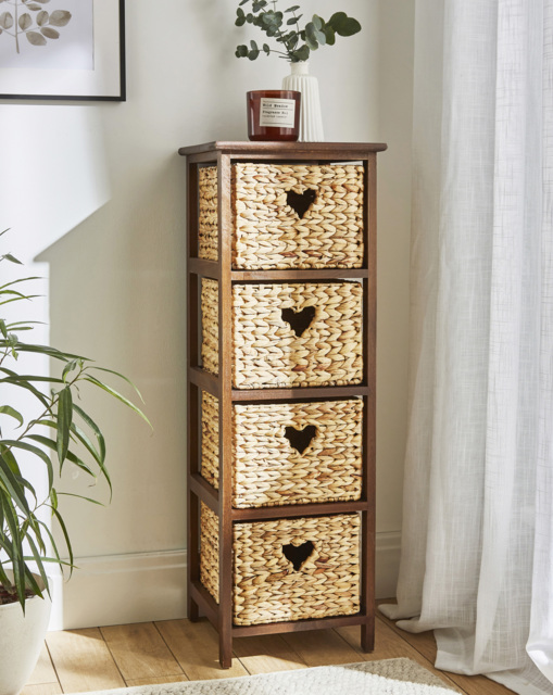 Hyacinth Hearts 4 Drawer Tall Unit Natural - JD Williams - image 1