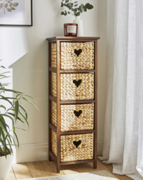 Hyacinth Hearts 4 Drawer Tall Unit Natural - JD Williams