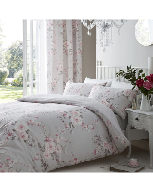 Canterbury Grey Duvet Cover Set Grey - Catherine Lansfield - Size: SINGLE - image 1