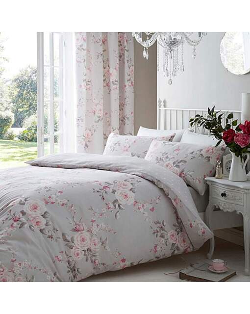 Canterbury Grey Duvet Cover Set Grey - Catherine Lansfield - Size: SINGLE - image 1