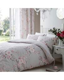Canterbury Grey Duvet Cover Set Grey - Catherine Lansfield - Size: SINGLE - thumbnail 1