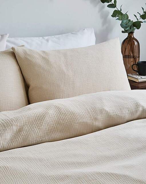 Cotton Crinkle Muslin Duvet Set- Natural Natural - Gray & Osbourn - Size: SINGLE - image 1