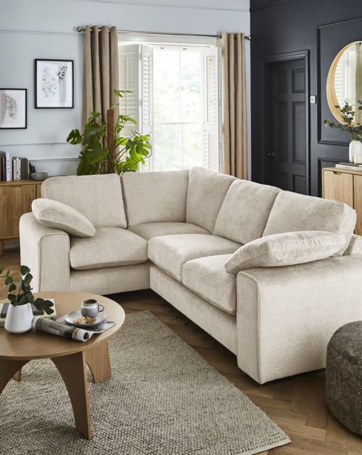 Hunter Chenille Left Hand Corner Sofa Cream - JD Williams - image 1
