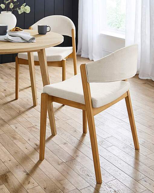 Elva Pair of Dining Chairs Oak/Natural - JD Williams - image 1