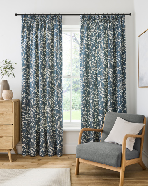 Sundour Aviary Tape Top Curtains Bluebell - Sundour - Size: 117 x 137cm - image 1