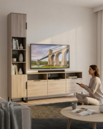 Hayden Left Hand Media Unit Grey OAK - Welcome