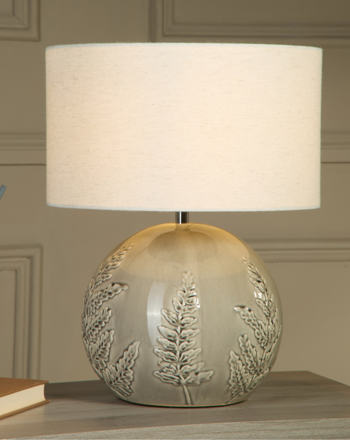 Ceramic Leaf Emboss Table Lamp Grey - Searchlight - image 1