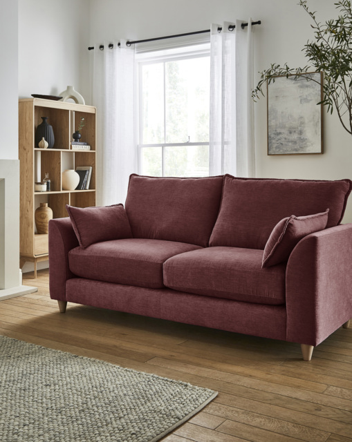 Harlequin Chenille 3 Seater Sofa Plum - JD Williams - image 1