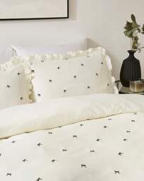 Cosette Embroidered Ruffle Duvet Set Ivory - JD Williams - Size: SINGLE - thumbnail 2