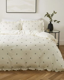 Cosette Embroidered Ruffle Duvet Set Ivory - JD Williams - Size: SINGLE - thumbnail 1