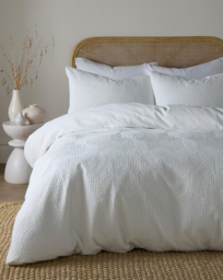 Serene Embossed Geo Duvet Cover Set White - Serene - Size: SINGLE