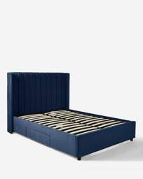 Eloise Winged Velvet Storage Bedframe Midnight - JD Williams - Size: DOUBLE - thumbnail 3