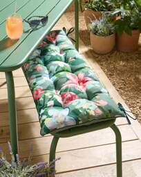 Elora Floral Outdoor Bench Cushion Green - JD Williams - thumbnail 1
