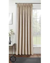 Oxford Velvet Pencil Pleat Door Curtain Cream - Enhanced Living - Size: 168X214 - thumbnail 1