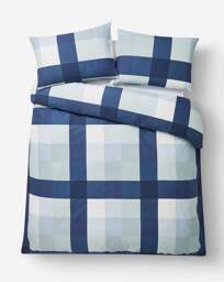 Darcy Check Cotton Blend Duvet Set Blue - Size: KING - thumbnail 4