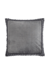 Velvet Faux Fur Cosy Cushion Charcoal - Catherine Lansfield - Size: 55X55CM - thumbnail 1