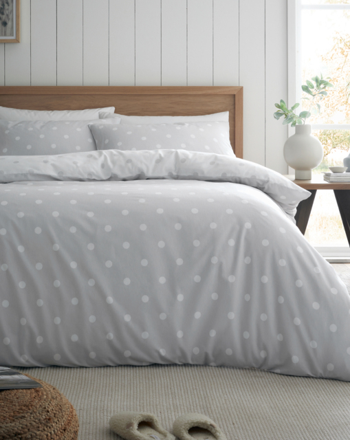 CL Brushed Polka Dot Duvet Set GRY Grey - Catherine Lansfield - Size: SINGLE - image 1