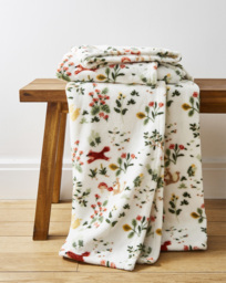 Forest Friends Fleece Throw Cream - At Home Collection - Size: 130X150