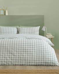CL Bamford Gingham Check Duvet Set GRN Green - Catherine Lansfield - Size: SINGLE - thumbnail 4