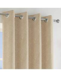 Chester Herringbone Eyelet Curtains Natural - Enhanced Living - Size: 168 x 137cm - thumbnail 2