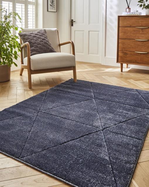 Sara Carved Triangle Rug Navy - Homemaker - Size: 80X150 - image 1