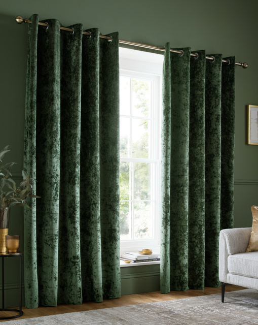 Catherine Lansfield Velvet Curtains Olive - Catherine Lansfield - Size: 117 x 229cm - image 1