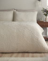 CL Amelia Jacquard Duvet Cover Set Cream - Catherine Lansfield - Size: DOUBLE