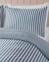 CL Brushed Stripe Duvet Cover Set BLU Blue - Catherine Lansfield - Size: SINGLE - thumbnail 2