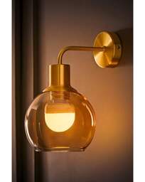 Bellamy Gold Amber Glass Wall Light Gold - ValueLights - thumbnail 3