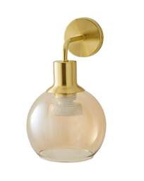 Bellamy Gold Amber Glass Wall Light Gold - ValueLights - thumbnail 4