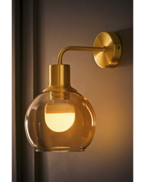 Bellamy Gold Amber Glass Wall Light Gold - ValueLights