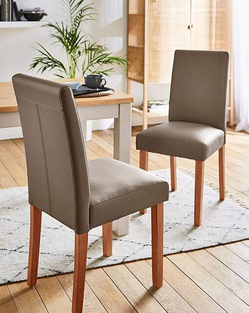 Ava Faux Leather Pair of Dining Chairs Black/Natural - JD Williams