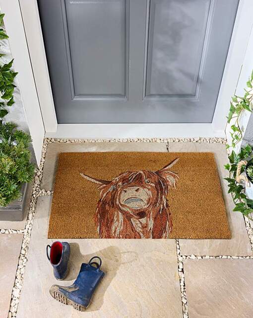 My Mat Printed Coir Highland Cow Doormat Natural - My Mat - Size: 45X75 - image 1