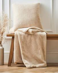Soft Faux Fur Throw Natural - At Home Collection - Size: 120X150 - thumbnail 2