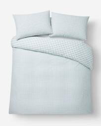Gingham Cotton Blend Duvet Cover Set SEA Foam - JD Williams - Size: S KING - thumbnail 4