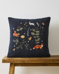 Woodland Animals Boucle Cushion Midnight - JD Williams - Size: 43X43CM