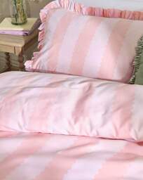 Wylder Birdie Stripe Ruffle Duvet Set Pink/Raspberry - Wylder - Size: S KING - thumbnail 3