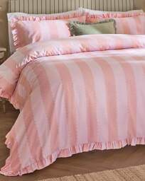 Wylder Birdie Stripe Ruffle Duvet Set Pink/Raspberry - Wylder - Size: S KING - thumbnail 2