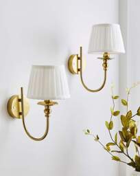 Pair of Rechargeable Wall Lights Brass - Searchlight - thumbnail 3