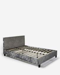 Hayden Crushed Velvet Bed with Mattress Silver - Size: SINGLE - thumbnail 4