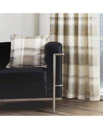 Balmoral Check Eyelet Curtains Natural - Fusion - Size: 168 x 183cm - thumbnail 2
